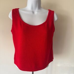 Classic St John Red Sleeveless Wool Blend Knit Top